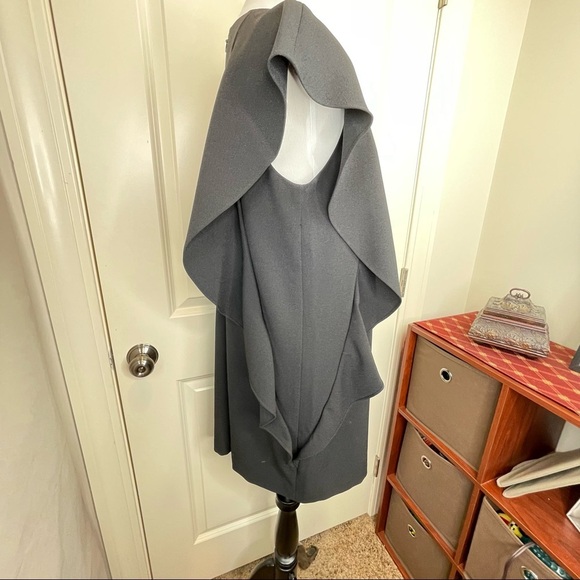 Chelsea28 Black Crepe Side Ruffle Sleeve Sheath Dress - Picture 5 of 17